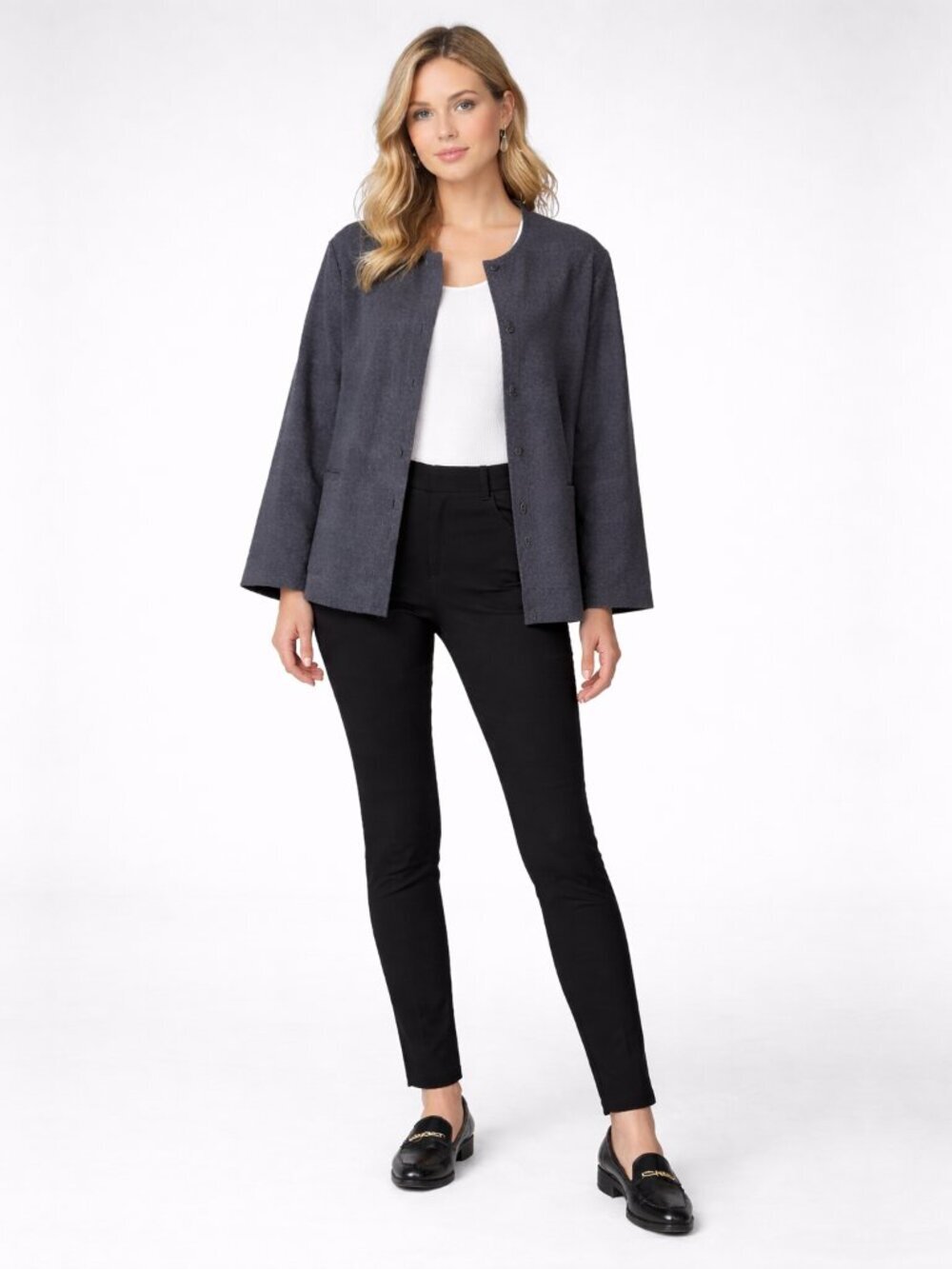 Eileen Fisher Pullon Skinny Trouser Mid Rise Elastic Waist Black Small #A2336